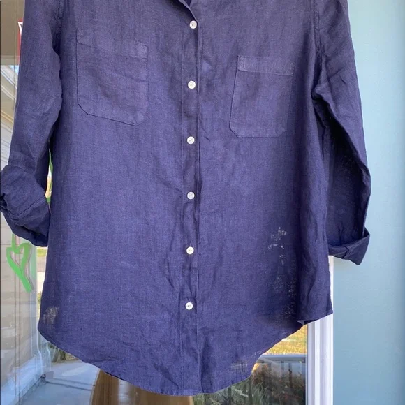Lilly Pulitzer linen Navy Button-Up Shirt - Picture 4 of 6